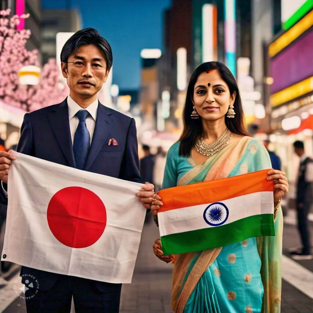 japan flag and india flag together